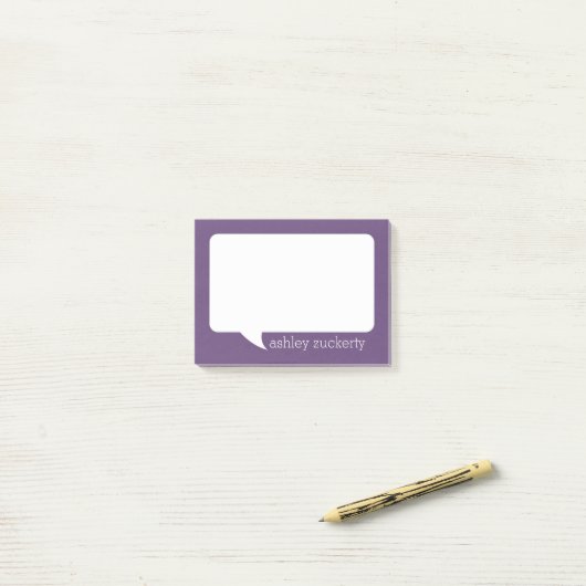Eggplant en White Talk Bubble Persoonlijke naam Post-it® Notes (Op bureau)