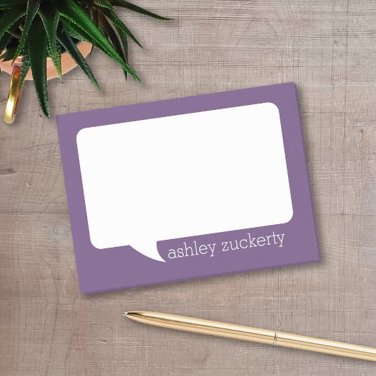 Eggplant en White Talk Bubble Persoonlijke naam Post-it® Notes