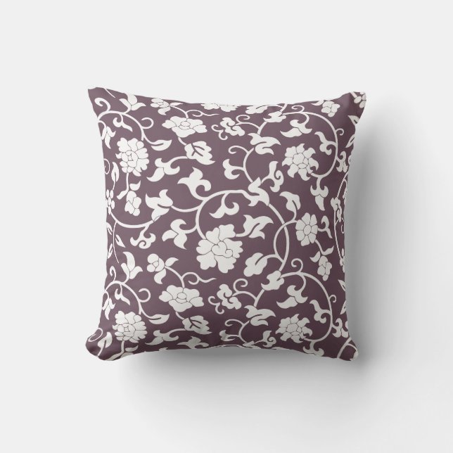 Eggplant Floral Pillow Kussen (Voorkant)