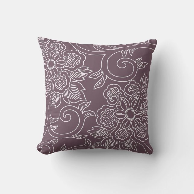 Eggplant Floral Pillow Kussen (Voorkant)