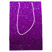 Eggplant Glitter Ombre Sparkles Glam Bat Mitzvah Medium Cadeauzakje (Voorkant)