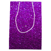 Eggplant Glitter Ombre Sparkles Glam Bat Mitzvah Medium Cadeauzakje (Achterkant)