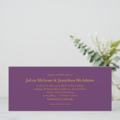 Eggplant & Gold Wedding Invite Card 9x4 Kaart (Staand voorkant)