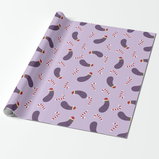 eggplant kermas cadeaupapier (Uitgerold)