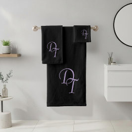 Eggplant kleur met monogram bad handdoek