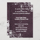 Eggplant Leather and White Lace Wedding Invitation Kaart (Voorkant / Achterkant)