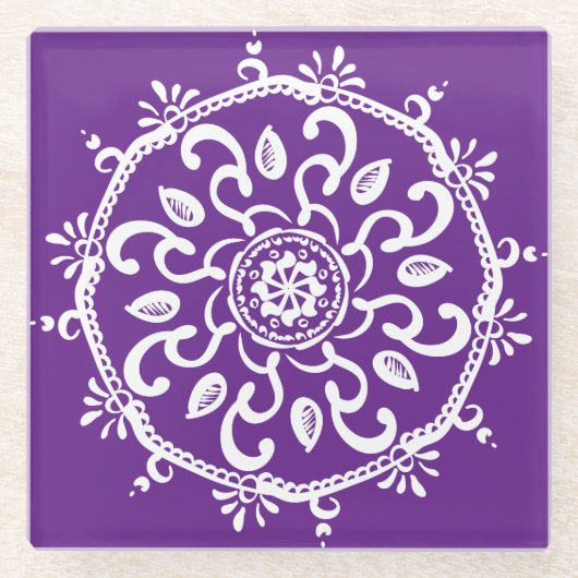 Eggplant Mandala Glazen Onderzetter (Voorkant)
