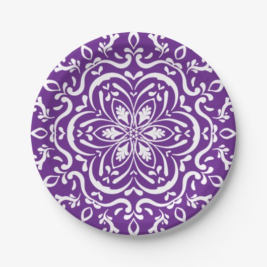 Eggplant Mandala Papieren Bordje (Voorkant)