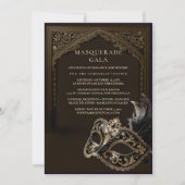 Eggplant Masquerade Elegant Gold Corporate Gala Kaart (Voorkant)