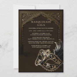 Eggplant Masquerade Elegant Gold Corporate Gala Kaart