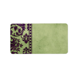 Eggplant & Olive Damask Lace Fancy Etiket