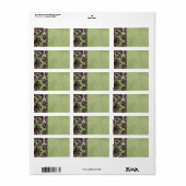 Eggplant & Olive Damask Lace Fancy Etiket (Full Sheet)