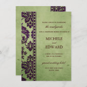 Eggplant & Olive Damask Lace Wedding Brunch Kaart (Voorkant / Achterkant)