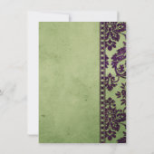 Eggplant & Olive Damask Lace Wedding Brunch Kaart (Achterkant)