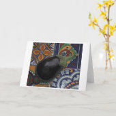 Eggplant on Tiles Kaart (Gele Bloem)
