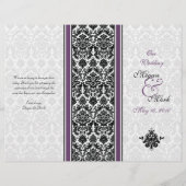 Eggplant Paars Damask Wedding Programme (Voorkant)