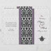 Eggplant Paars Damask Wedding Programme (Voorkant / Achterkant)