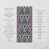 Eggplant Paars Damask Wedding Programme (Achterkant)