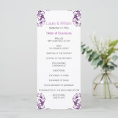 Eggplant Paars Damask Wedding Programme Programmakaart (Staand voorkant)