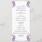 Eggplant Paars Damask Wedding Programme Programmakaart (Voorkant)