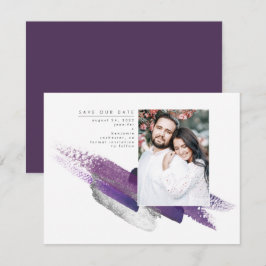 Eggplant Paars en Silver Save the Date Photo