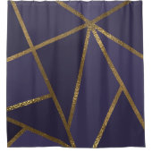 Eggplant Paars Gold Bronze Geometrische Gramopname Douchegordijn (Voorkant)