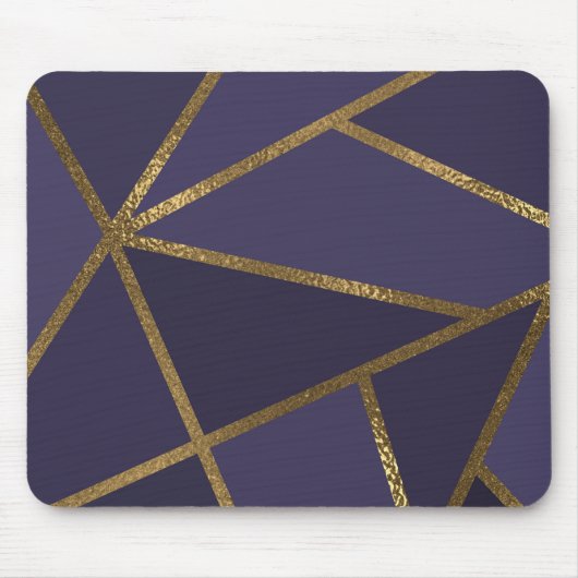 Eggplant Paars Gold Bronze Geometrische Gramopname Muismat (Voorkant)