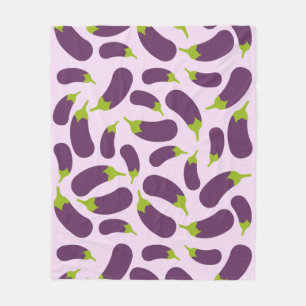 Eggplant Paars plantaardig ontwerp Fleece Deken