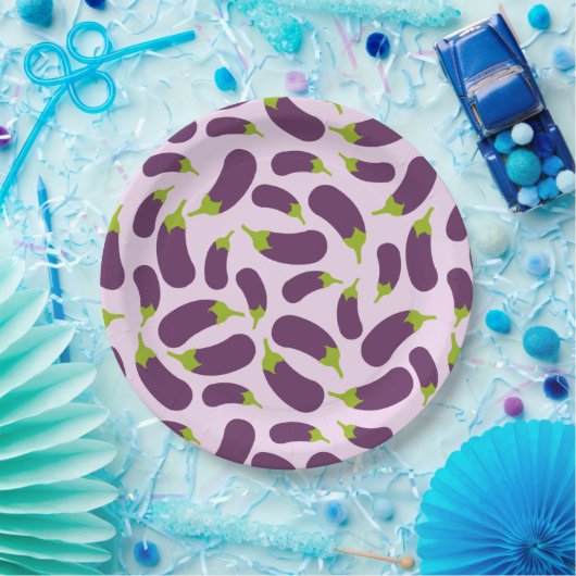 Eggplant Paars plantaardig ontwerp Papieren Bordje (Feest)