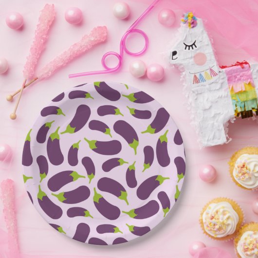 Eggplant Paars plantaardig ontwerp Papieren Bordje (Feest)