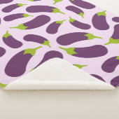 Eggplant Paars plantaardig ontwerp Sherpa Deken (3/4)