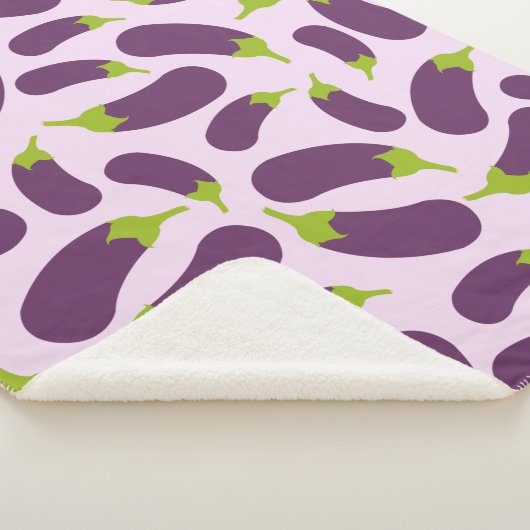 Eggplant Paars plantaardig ontwerp Sherpa Deken (3/4)