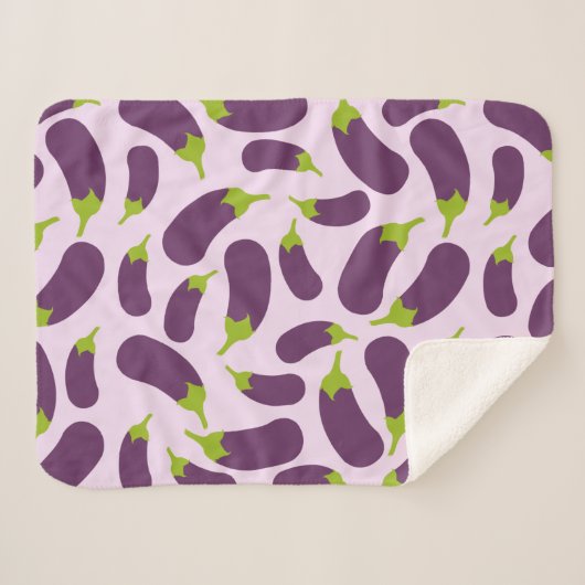 Eggplant Paars plantaardig ontwerp Sherpa Deken (Voorkant (horizontaal))