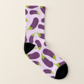 Eggplant Paars plantaardig ontwerp Sokken (Rechts - buiten)