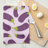 Eggplant Paars plantaardig ontwerp Theedoek (Quarter Fold)