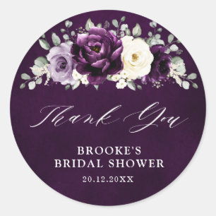 Eggplant Paars Plum Ivory Vrijgezellenfeest Dank u Ronde Sticker