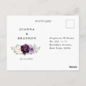 Eggplant Paars Plum Ivory White Floral RSVP Postc Briefkaart (Achterkant)