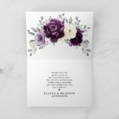 Eggplant Paars Plum Ivory White Floral Weddenschap Bedankkaart (Binnen)