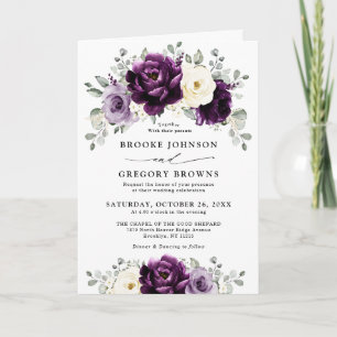 Eggplant Paars Plum Ivory White Floral Wedding