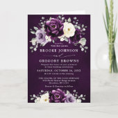 Eggplant Paars Plum Ivory White Floral Wedding (Voorkant)