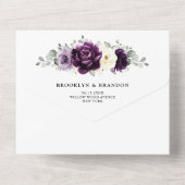 Eggplant Paars Plum Ivory White Floral Wedding Al All In One Uitnodiging (Achterkant)