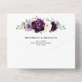 Eggplant Paars Plum Ivory White Floral Wedding Al All In One Uitnodiging (Achterkant)