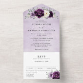 Eggplant Paars Plum Ivory White Floral Wedding Al All In One Uitnodiging (Binnen)