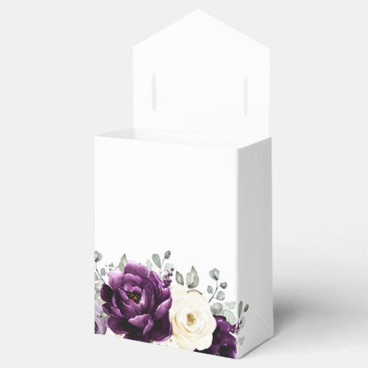 Eggplant Paars Plum Ivory White Floral Wedding Bedankdoosjes (Geopend)