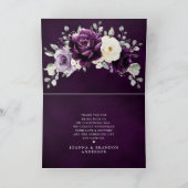 Eggplant Paars Plum Ivory White Floral Wedding Bedankkaart (Binnen)