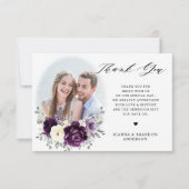 Eggplant Paars Plum Ivory White Floral Wedding Bedankkaart (Voorkant)