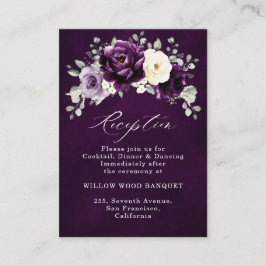 Eggplant Paars Plum Ivory White Floral Wedding En Informatiekaartje