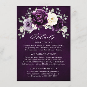 Eggplant Paars Plum Ivory White Floral Wedding En Informatiekaartje