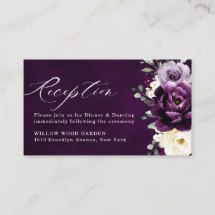 Eggplant Paars Plum Ivory White Floral Wedding En Informatiekaartje