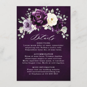 Eggplant Paars Plum Ivory White Floral Wedding En Informatiekaartje